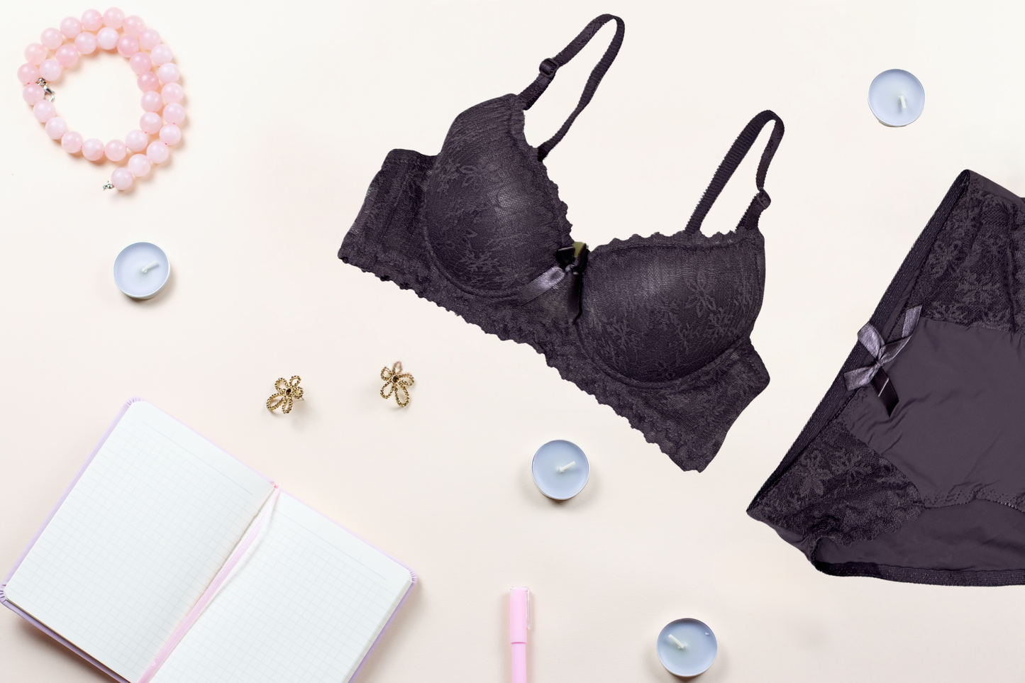 Stylish Comfort Lace Padded Bra Set