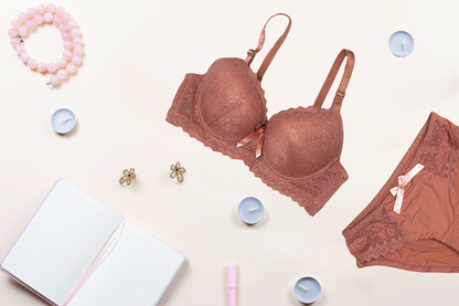 Stylish Comfort Lace Padded Bra Set